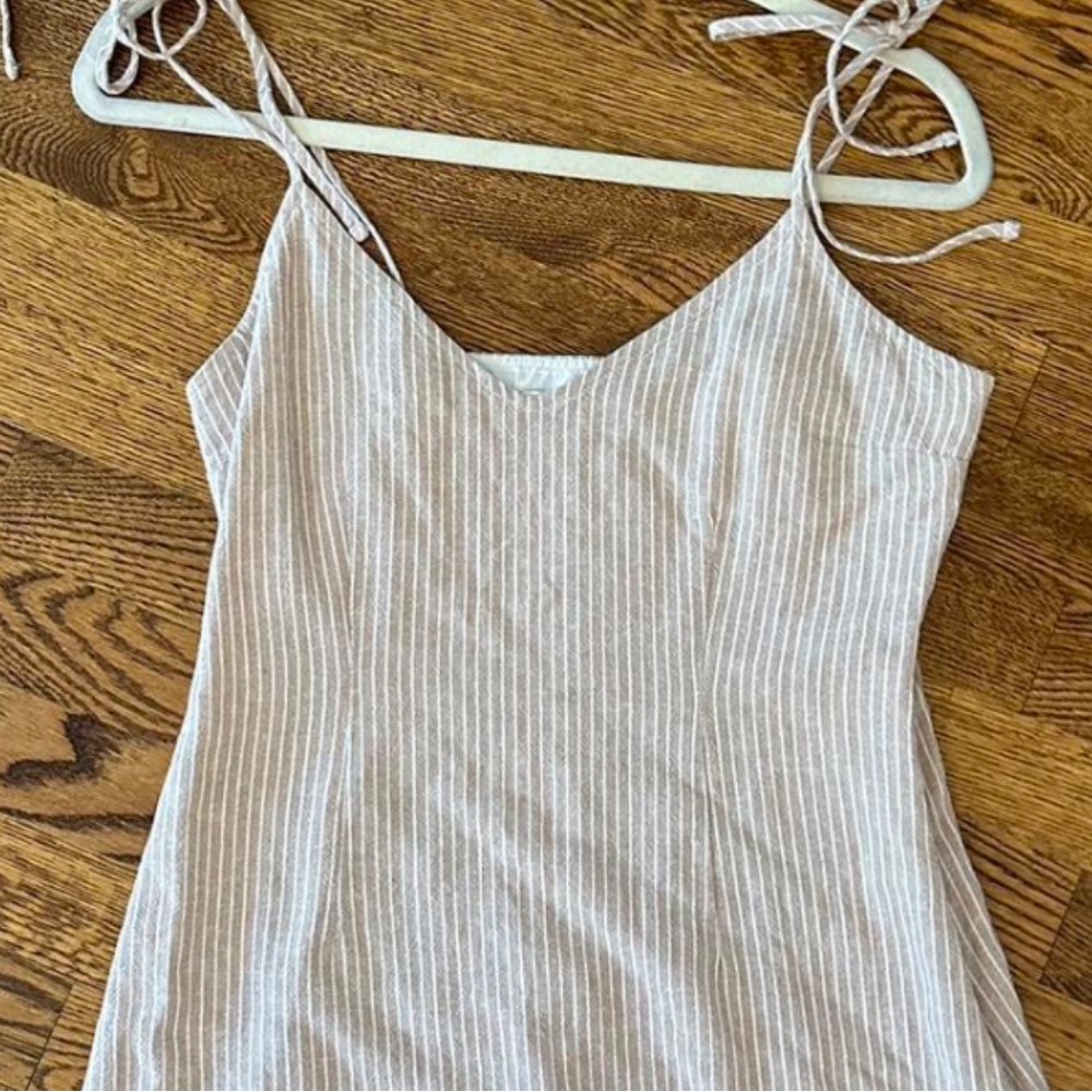 Elegant Beige Striped Dress